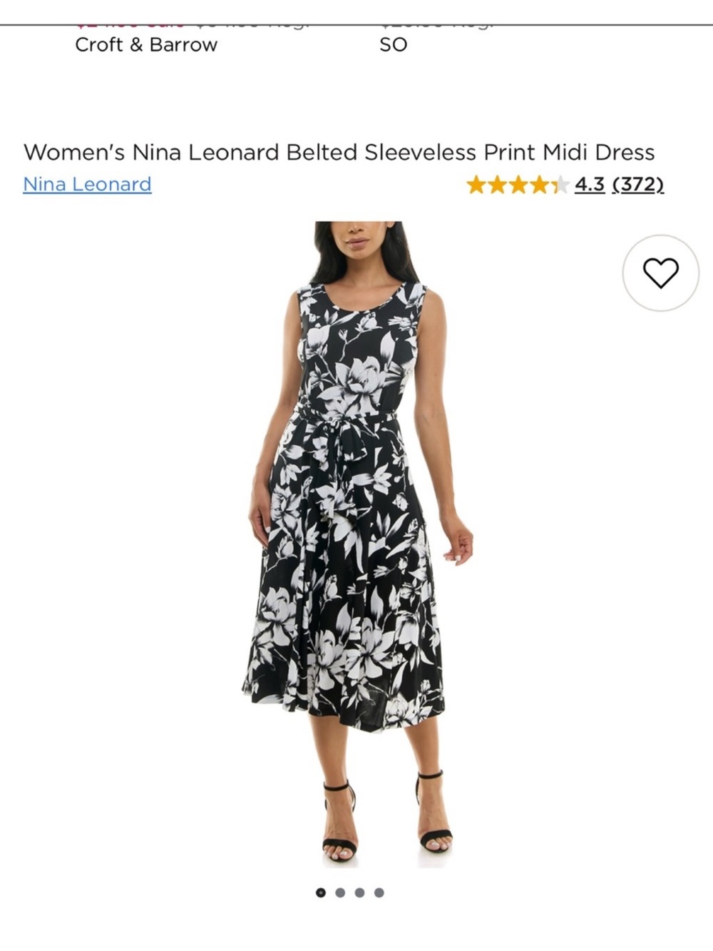 Nina Leonard Black & White Floral Sleeveless Maxi Dress